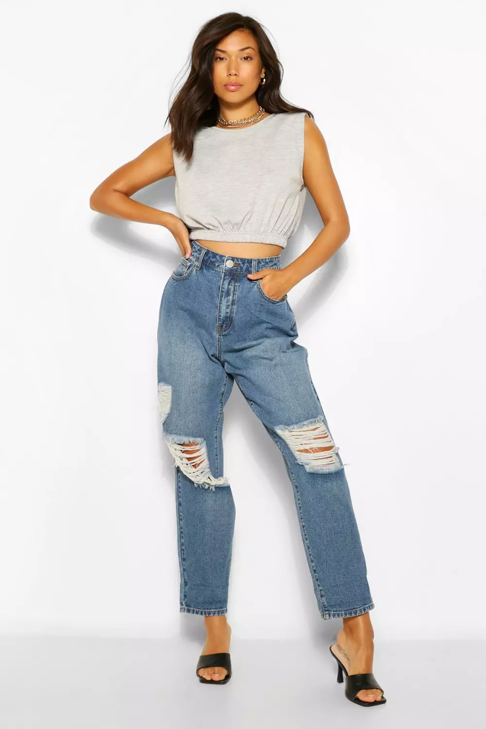 Distressed dad hot sale jeans